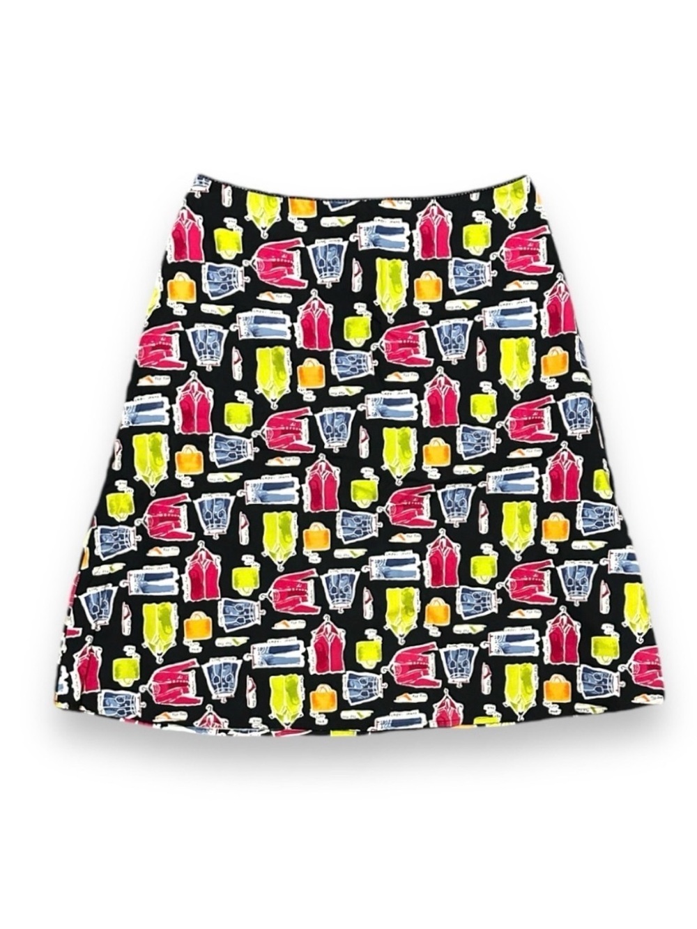 Vintage Valerie Stevens Black Novelty Print Skirt Women’s Size 12 Summer Twee